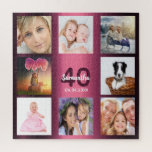 40. Geburtstag 40 Foto Collage Frau lila<br><div class="desc">Ein Geschenk für den 40. Geburtstag einer jungen Frau, die ihr Leben mit einer Collage von 8 deiner Fotos feiert. Vorlagen für einen Namen, Alter 40 und Datum. Geburtsdatum oder das Datum des Jahrestages. Dunkel lila und weiße Buchstaben. Junge und weibliche lila Farbverlaufsfarbe.</div>
