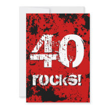 40. Geburtstag 40 Rocks! Grunge Red und Black A08
