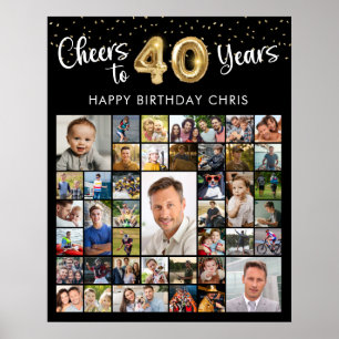 40. Geburtstag 41 Foto Collage freut sich auf 40 J Poster