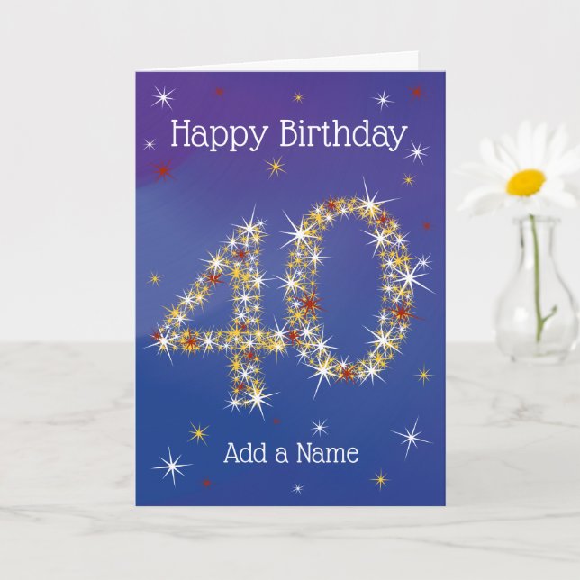 40. Geburtstag - Alter 40 in Sternzahlen - Blau Karte (Kleine Pflanze)