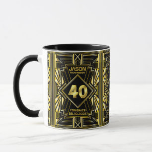 40. Geburtstag Art Deco Gold Black Great Gatsby Tasse