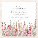 40. Geburtstag August Geburtsmonat Blume Custom Untersetzer<br><div class="desc">Die perfekte Tischdekoration für eine Geburtstagsfeier am August. Rosa Gladiolus ist die Blume der Geburt für diesen Monat. Es bildet einen hübschen Wasserfarbenuntergrund an diesem blumengeschmückten personalisierten Untersetzer. Der Geburtstagsgast der Ehre,  des Alters und des Geburtstags wird mit eleganter Kalligraphie und Typografie darüber platziert. Alle Texte können bearbeitet werden.</div>