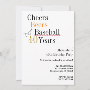 40. Geburtstag Baseball Cheers Biere Minimales Par Einladung