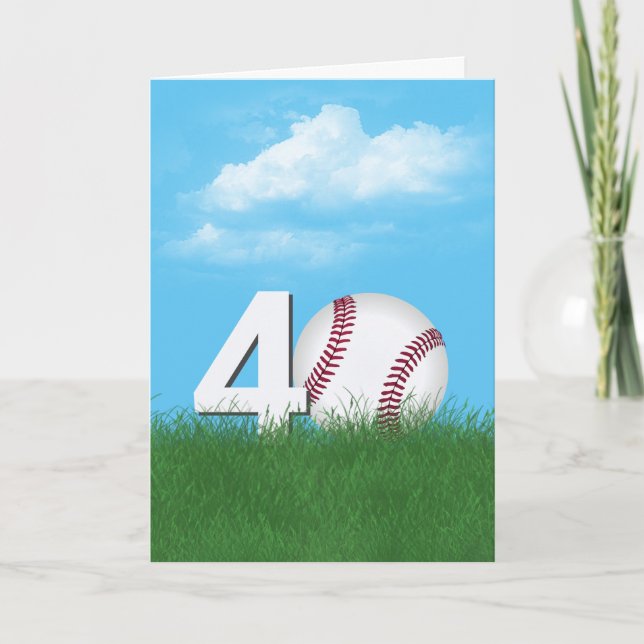 40. Geburtstag Baseball im Grünen Gras Karte (Vorderseite)