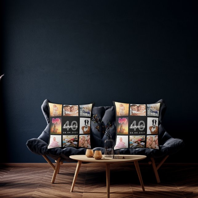 40. Geburtstag benutzerdefinierte Foto Collage Fra Kissen (Von Creator hochgeladen)