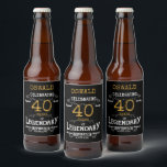 40. Geburtstag Black Gold Legendary Funny Bierflaschenetikett<br><div class="desc">Ein personalisiertes, elegantes Bierflaschenlabel, das sich leicht an den Geburtstag anpassen lässt.</div>