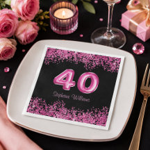 40. Geburtstag Black Pink Balloons Glitzer Party