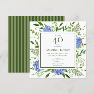 40. Geburtstag Blue Hydrangeas Einladung