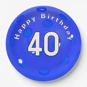40. Geburtstag Blue Pickleball Pappteller
