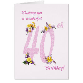 40. Geburtstag Blume Dekorierte Zahlen