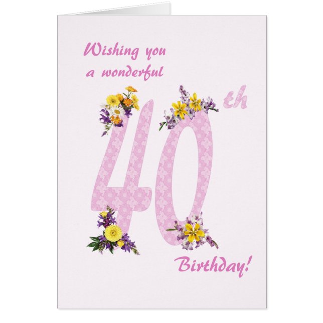 40. Geburtstag Blume Dekorierte Zahlen (Vorne)