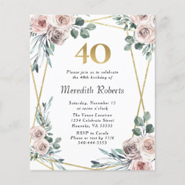 40. Geburtstag Blumengold Party Einladung