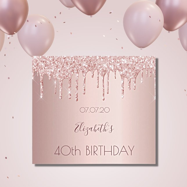 40. Geburtstag blush Rose Gold Glitzer Tropfen Nam (Von Creator hochgeladen)