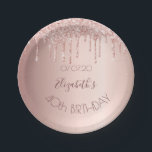 40. Geburtstag blush Rose Gold Glitzer Tropfen Nam Pappteller<br><div class="desc">Eine Papiertafel für ein gürtelhaftes und glamouröses 40. Geburtstags-Party. Ein Imitat Rose gold metallische Hintergrund mit einem eleganten Imitat Rose Gold Glitzer Tropfen,  Farbe Tropfen aussehen. Der Text: Der Name ist in dunklem Rose Gold geschrieben,  mit einem großen,  modernen Schriftsatz. Vorlage für Namen,  Alter 40 und Datum.</div>