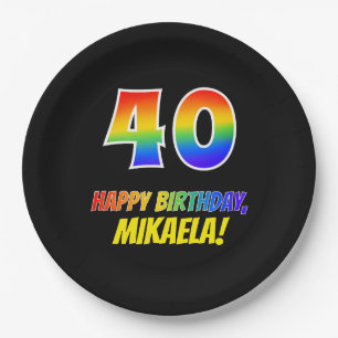 40. Geburtstag: Bold, Fun, Simple, Rainbow 40 Pappteller