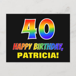 40. Geburtstag: Bold, Fun, Simple, Rainbow 40 Postkarte