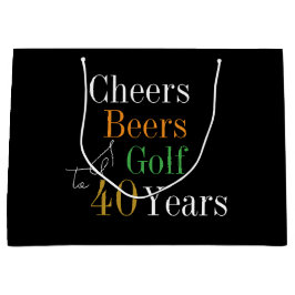 40. Geburtstag Cheers and Bers Golf Black and Gold Große Geschenktüte