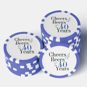 40. Geburtstag Cheers and Bers Party Blue Pokerchips