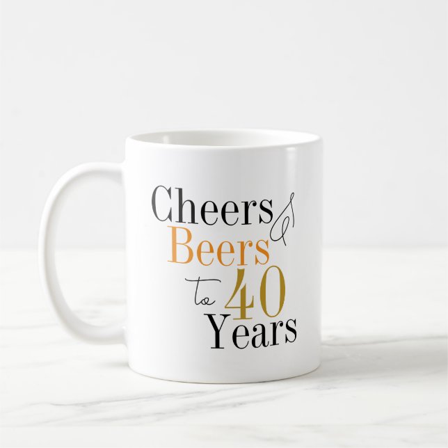 40. Geburtstag Cheers and Biere Geburtstag Kaffeetasse (Links)