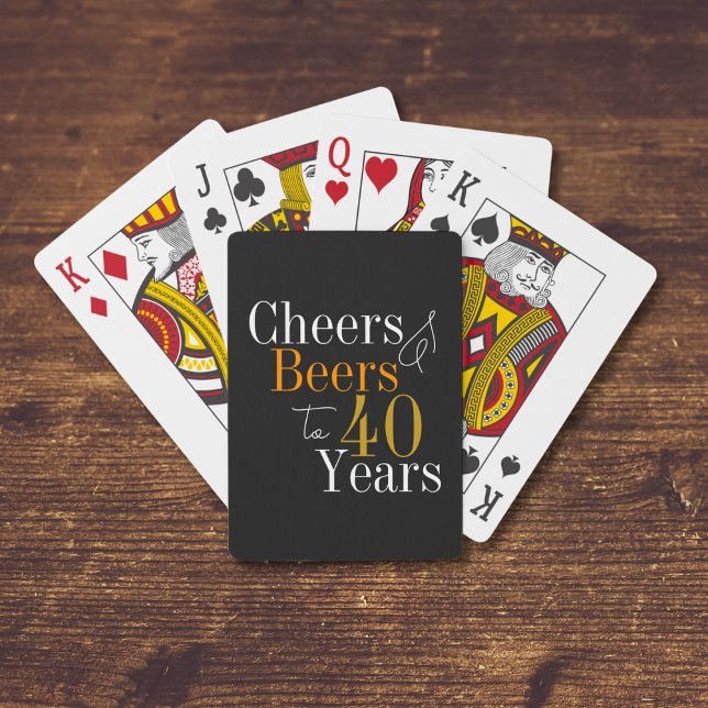 40. Geburtstag Cheers and Bierschwarz Gold Party Spielkarten (Von Creator hochgeladen)