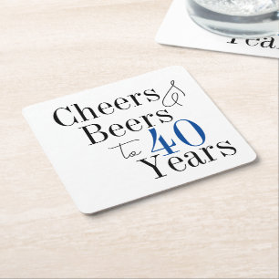 40. Geburtstag Cheers Beers Navy Blue Party Rechteckiger Pappuntersetzer
