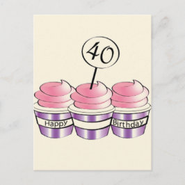 40. Geburtstag Cupcakes Postkarte