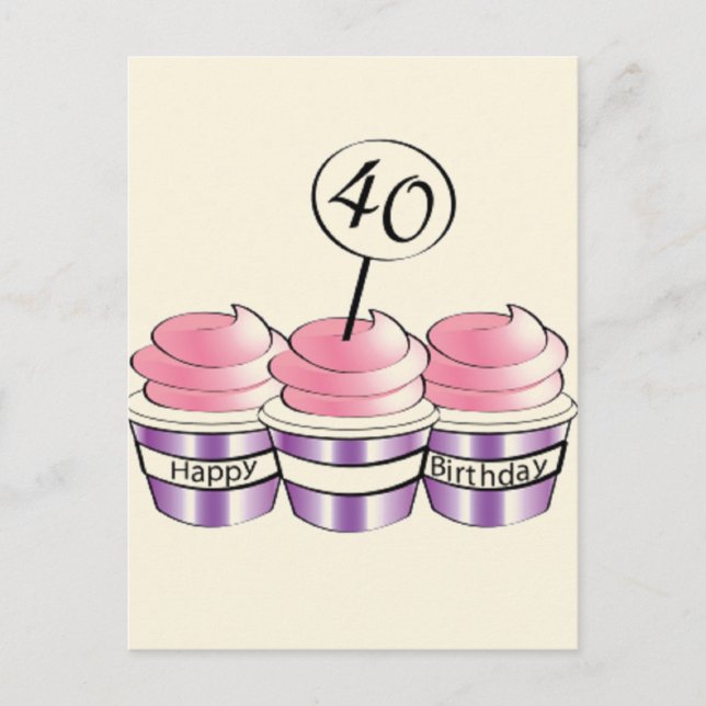 40. Geburtstag Cupcakes Postkarte (Vorderseite)