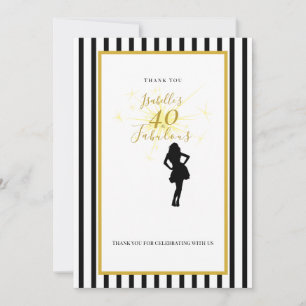 40. Geburtstag Danke Karte Schwarz & Gold