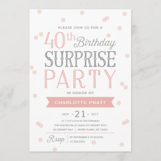 40. Geburtstag der Confetti-Überraschungs-Party Einladung