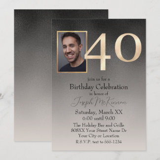 40. Geburtstag der Männer in Schwarz und Beige Einladung
