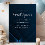40. Geburtstag einfache moderne dunkelblaue Geomet Einladung<br><div class="desc">Moderne und Minimalistische dunkelblaue 40. Geburtstagseinladung mit einem ausgeklügelten neongeometrischen Muster. Hellweißer Text auf dem dunkelblauen Hintergrund wirklich Pop.</div>
