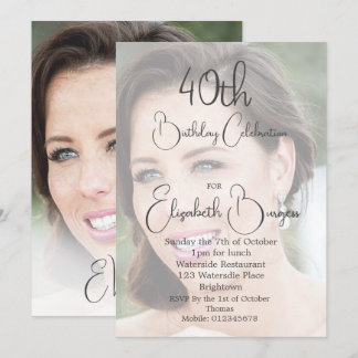 40. Geburtstag Einfaches Elegantes Foto Einladung