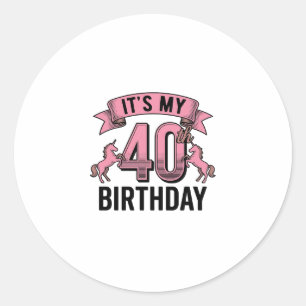 40. Geburtstag Einhorn Vintage Gravur Design_1 Runder Aufkleber