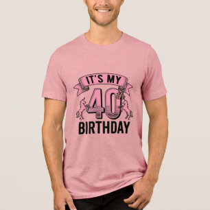 40. Geburtstag Einhorn Vintage Gravur Design_1 Tri-Blend Shirt