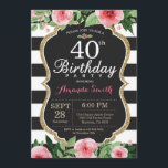 40. Geburtstag Einladung Frauen. Blanc<br><div class="desc">40. Geburtstag Einladung für Frauen. Black and Gold Geburtstagsparty Einladung. Gold Glitzer. Rosa Aquarell Floral Blume. Schwarze und weiße Streifen. Tafel. Printable Digital.
Für weitere Anpassungen klicken Sie bitte auf die Schaltfläche "Anpassen" und verwenden Sie unser Designwerkzeug,  um diese Vorlage zu ändern.</div>