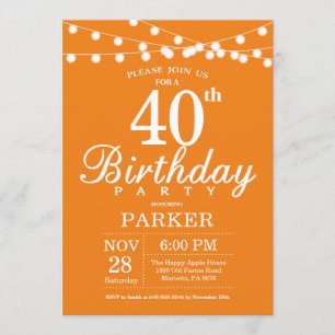 40. Geburtstag Einladung Orange