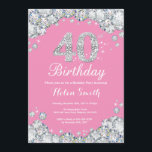 40. Geburtstag Einladung Pink und Silver Diamond<br><div class="desc">40. Geburtstag Einladung. Rosa und silber Kristall Diamond. Eleganter Geburtstag Bash einladen. Erwachsener zum Geburtstag. Frauen zum Geburtstag. Männer zum Geburtstag. Für weitere Anpassungen klicken Sie bitte auf die Schaltfläche "Anpassen" und verwenden Sie unser Designwerkzeug,  um diese Vorlage zu ändern.</div>