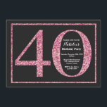 40. Geburtstag Einladung Rosa Glitzer Chalkboard<br><div class="desc">40. Geburtstag Einladung. Schwarz und Rosa Glitzer Geburtstagsparty Einladung mit Chalkboard Hintergrund. Überraschung Geburtstag. Erwachsener zum Geburtstag. Männer oder Frauen schwindeln Party. Für weitere Anpassungen klicken Sie bitte auf die Schaltfläche "Anpassen" und verwenden Sie unser Designwerkzeug,  um diese Vorlage zu ändern.</div>