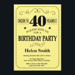 40. Geburtstag Einladung Schwarz und Gelb<br><div class="desc">40. Geburtstag Einladung Schwarz und Gelb Typografie. Schwarz und Gelb Hintergrund. Erwachsener Geburtstag. Männer oder Frauen zum Geburtstag. Kinder Junge oder Mädchen Lady Teenage Teenage Bday Einladen. 13. 15. 16. 18. 20. 21. 30. 40. 50. 60. 70. 80. 90. 100. Jedes Alter. Für weitere Anpassungen klicken Sie bitte auf die...</div>