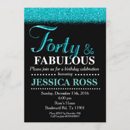 40. Geburtstag Einladung türkisfarbener Glitzer