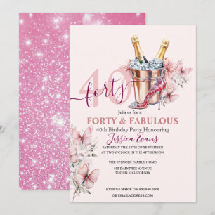 40. Geburtstag Einladungen Rose Gold Elegant Rosa
