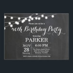 40. Geburtstag Einladungs-Chalkboard Einladung<br><div class="desc">40. Geburtstag Einladung mit String Lights Chalkboard Hintergrund. 13. 15. 16. 18. 21. 30. 40. 50. 60. 70. 80. 90. 100. Jedes Alter. Für weitere Anpassungen klicken Sie bitte auf die Schaltfläche "Anpassen" und verwenden Sie unser Designwerkzeug,  um diese Vorlage zu ändern.</div>