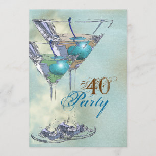 40. Geburtstag elegant blau braun Einladung