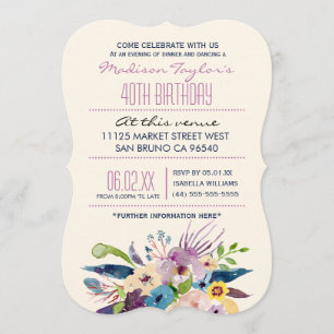 40. Geburtstag Elegant Bouquet Einladung