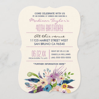 40. Geburtstag Elegant Bouquet Einladung