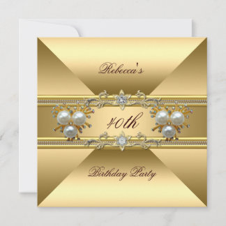 40. Geburtstag Elegant Gold Pearl Jewels Einladung