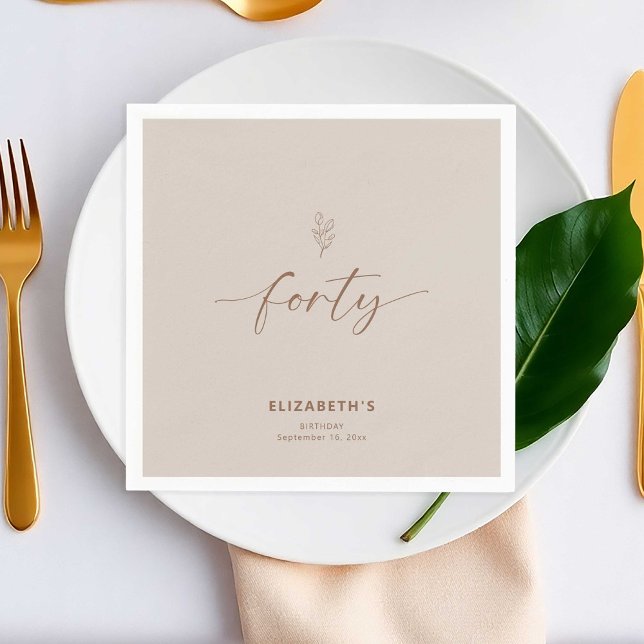 40. Geburtstag Elegant Minimal Serviette (Von Creator hochgeladen)