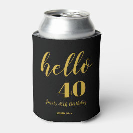 40. Geburtstag Elegant Schwarz und Gold Custom Dosenkühler