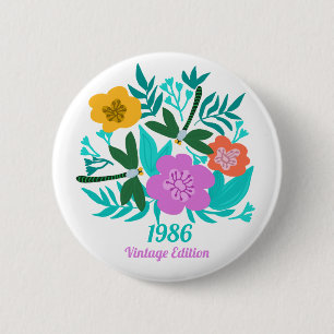 40. Geburtstag farbenfrohe moderne florale elegant Button