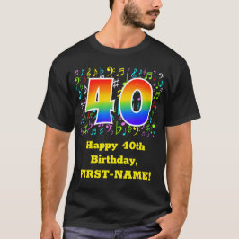 40. Geburtstag: Farbige Musiksymbole, Regenbogen 4 T-Shirt